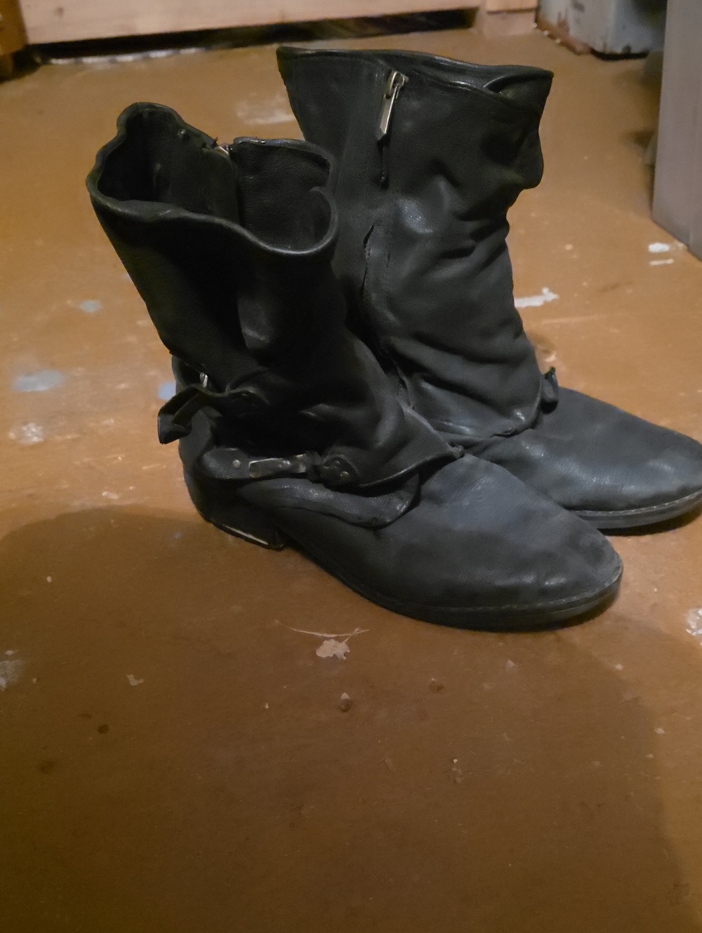 Sam Edelman Black Slouchy Mid-Calf Moto Boots